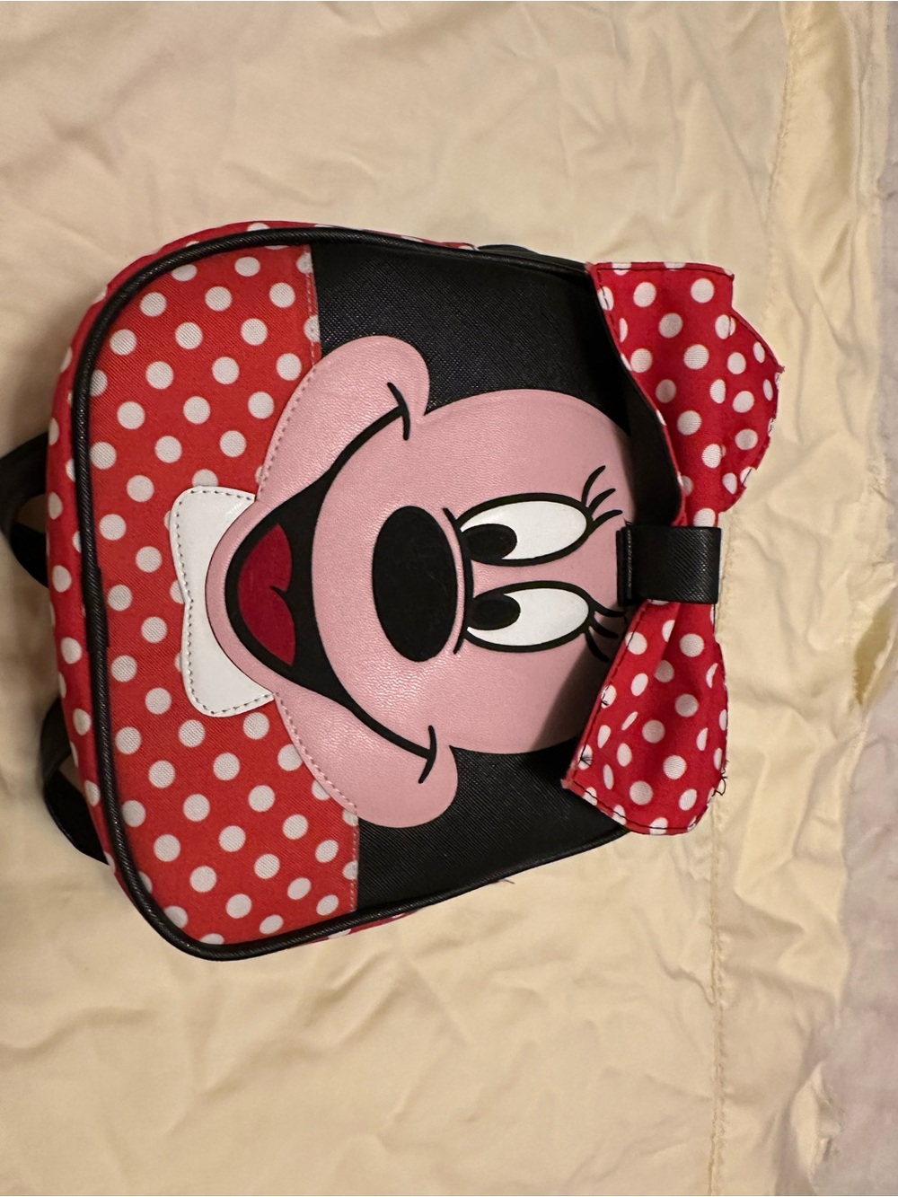 Disney Minnie Mouse Red Polka Dot Kids Backpack with Pink Face Accent